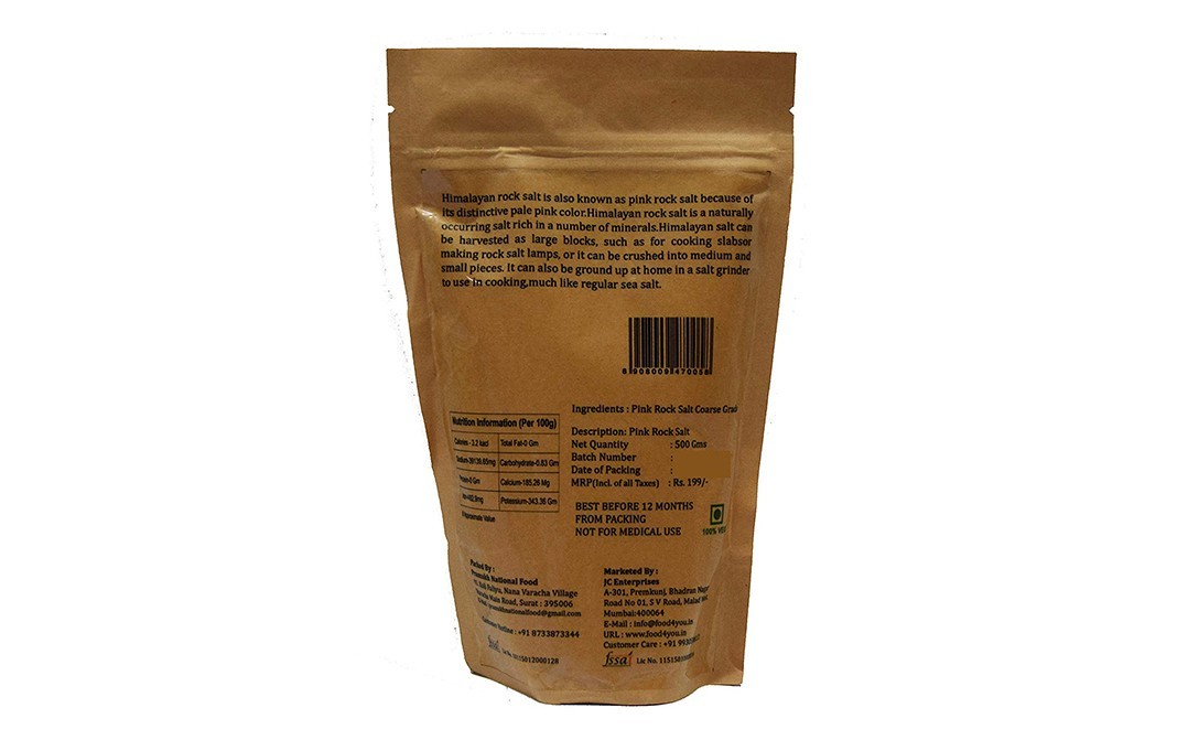 Food 4 You Himalayan Pink Rock Salt (Coarse Raw Natural)    Pack  500 grams